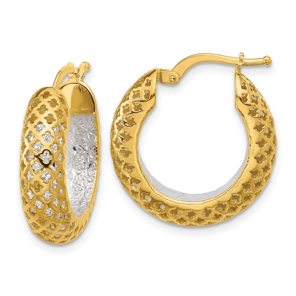14k Two-Tone Polished And Diamond-Cut Hoop Earrings 1481$